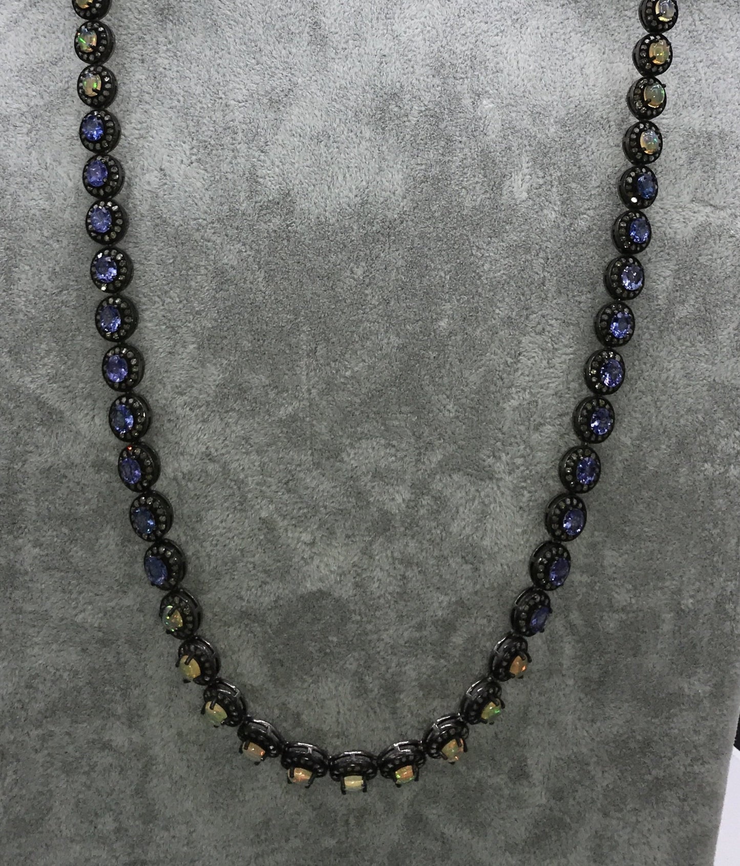 Opal and tanzanite necklace