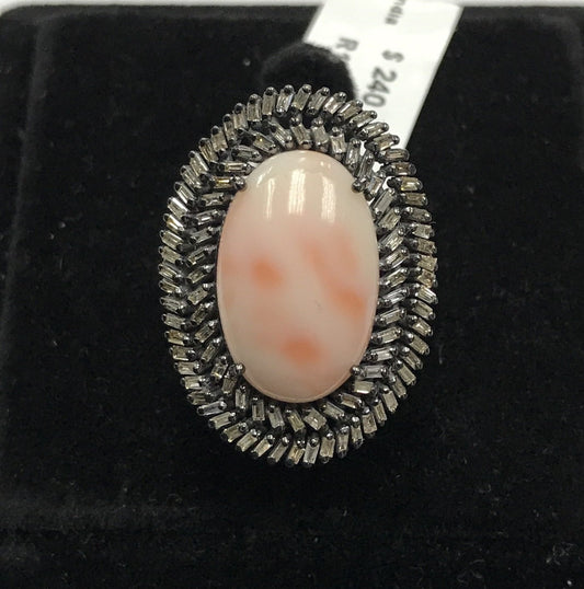Pink Coral and Diamond Ring
