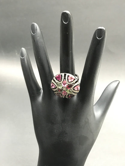 DIAMOND AND MULTI TOURMALINE RINGS