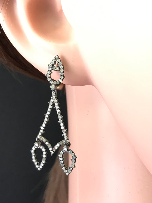 Diamond and Silver Black Rhodium Finish Earring