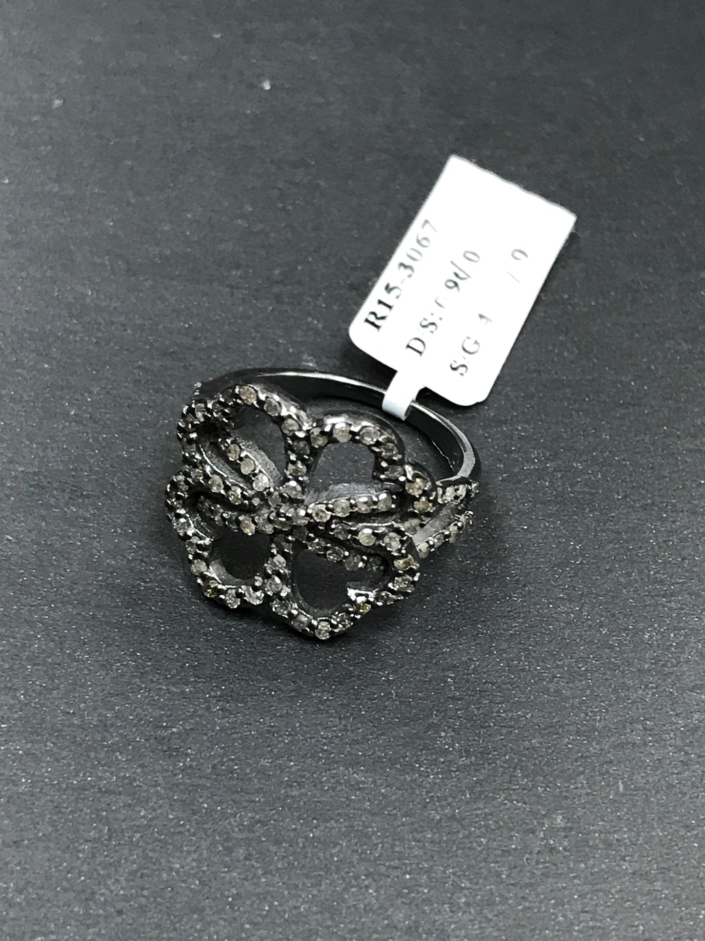 Heart Shape Pave Diamond Ring .925 Oxidized Sterling Silver Diamond Ring, Genuine handmade pave diamond Ring Size Approx 0.72"(17 x 18 MM)