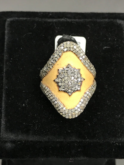 Silver Pave Diamond Ring .925 Oxidized Sterling Silver Diamond Ring, Genuine handmade pave diamond Ring .