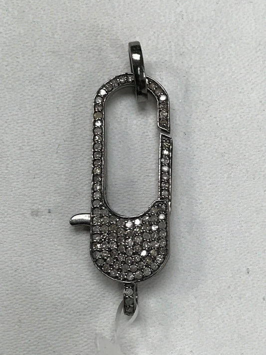 Diamond Clasps .925 Oxidized Sterling Silver Diamond Clasps, Genuine handmade pave diamond Clasps Size Approx 33 x 12 mm