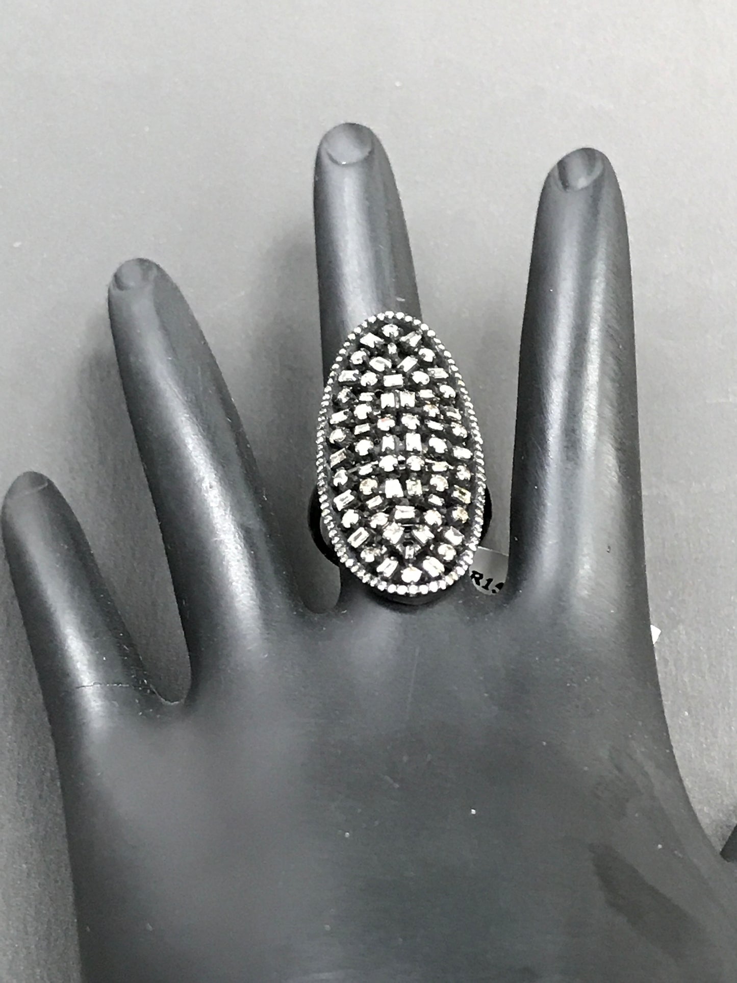 Oval Shape Silver Pave Diamond Ring .925 Oxidized Sterling Silver Diamond Ring, Genuine handmade pave diamond Ring
