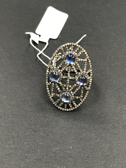 Oval Shape Diamond Ring with Opal