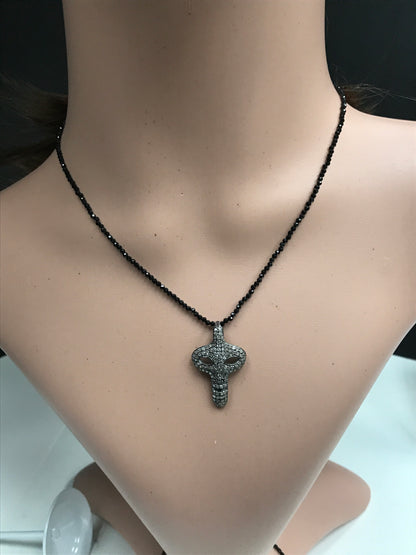 Skull Diamond Charm .925 Oxidized Sterling Silver Diamond Charms, Genuine handmade pave diamond Charm Size Approx 1.20"(19 x 30 MM)