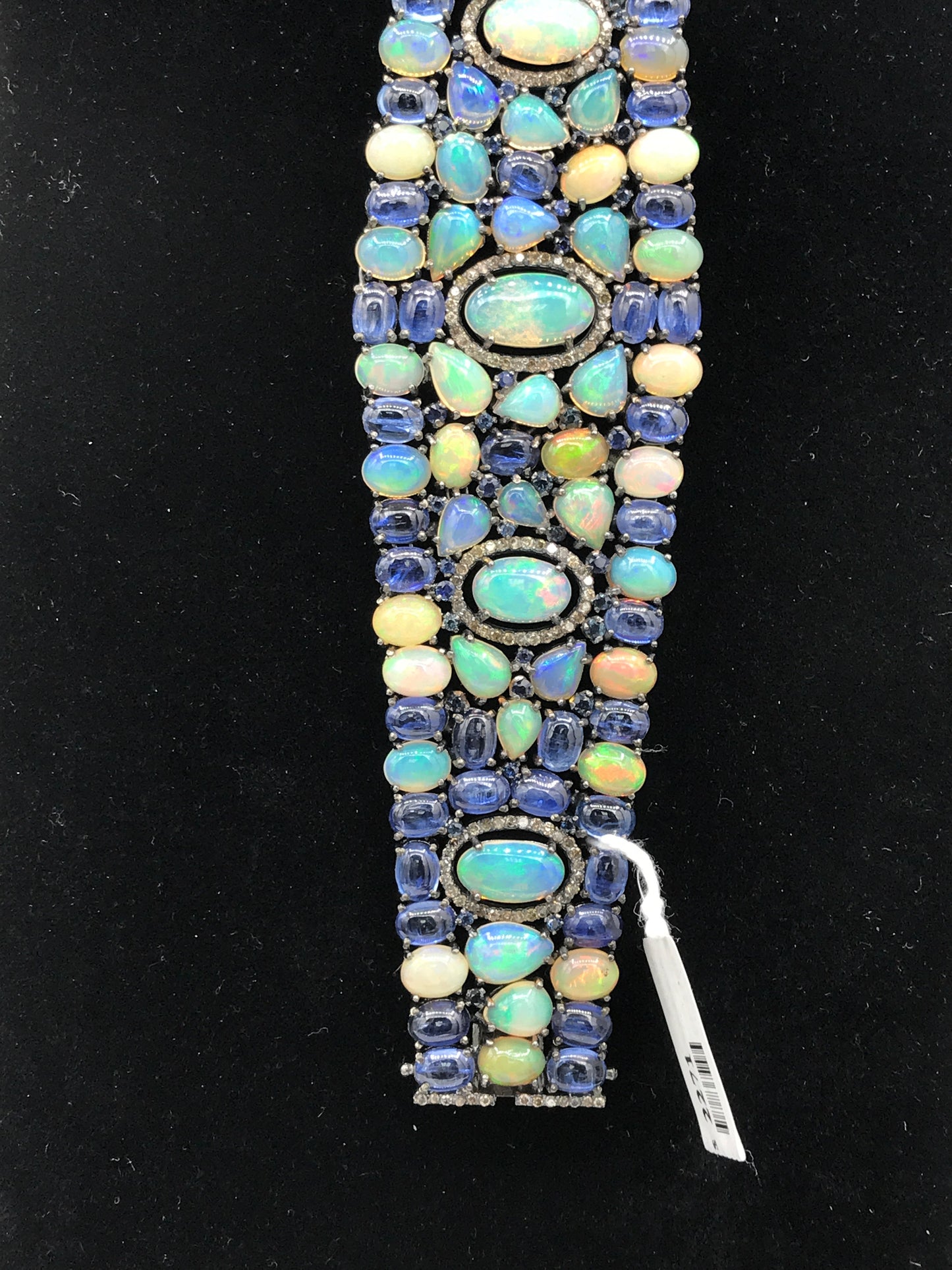 Opal and Kynite cabochon smooth Studed with diamond Bracelet