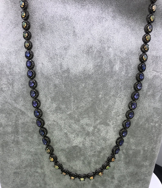 Opal and tanzanite necklace