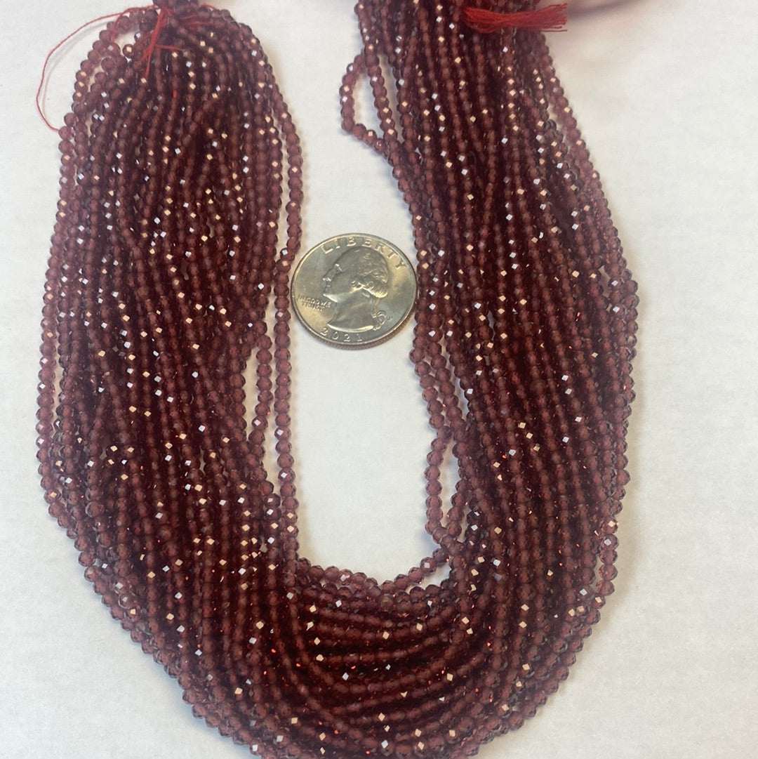GARNET BEADS ROUND FACETED 3-4MM