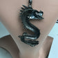 Black Spinel Dragon Charm,Dragon Black Spinel, Pave Black Spinel ,Approx 3.08'' ( 77 x 37 mm) Oxidized Silver, Silver ,Black Spinel