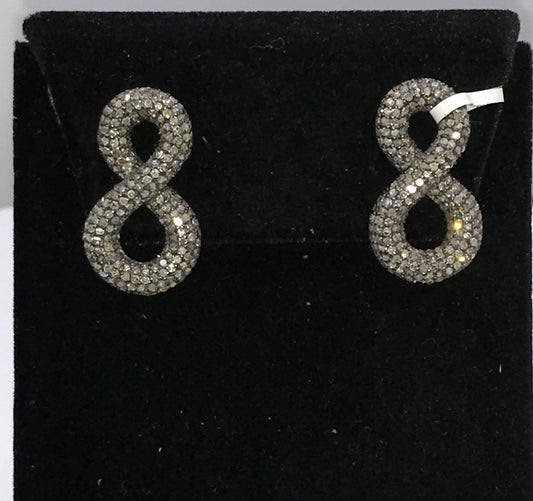 Infinity Shape Diamond Earrings Studs