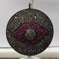 Evil Eye Diamond charm .925 Oxidized Sterling Silver Diamond Charms, Genuine handmade pave diamond Charm Size Approx 1.32"(33 MM)