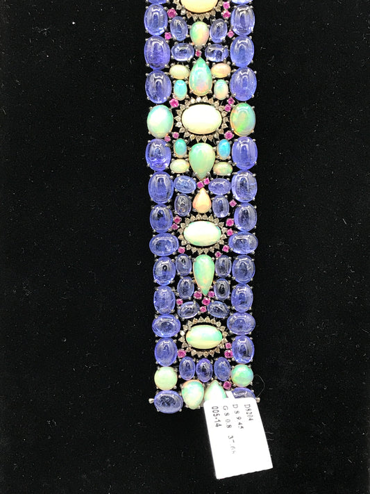 Tanzanite and Opal Bracelet with Diamond