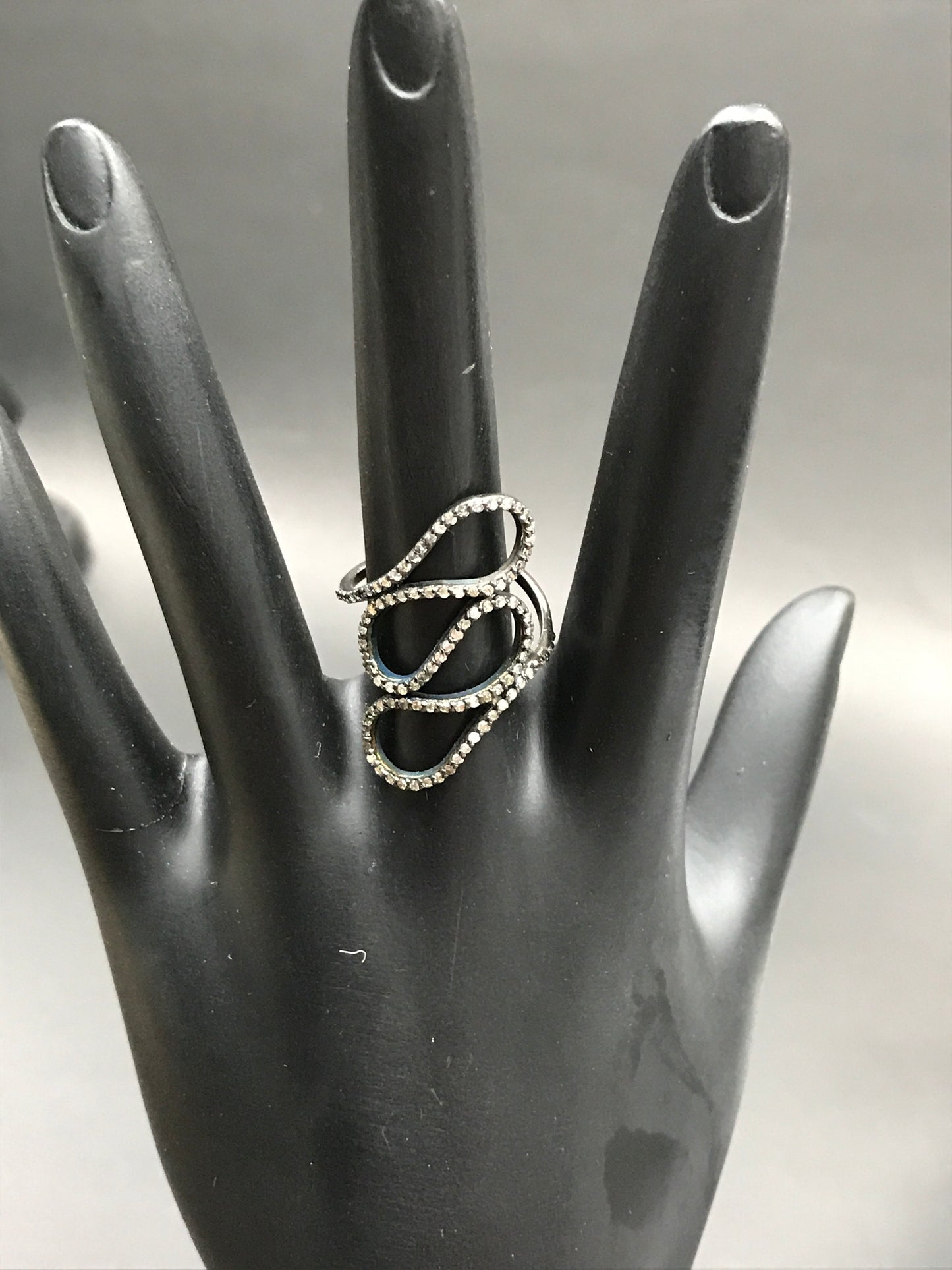 Pave Diamond Ring of Sterling Silver Studded with Natural Diamond Vintage Style Ring Jewellery