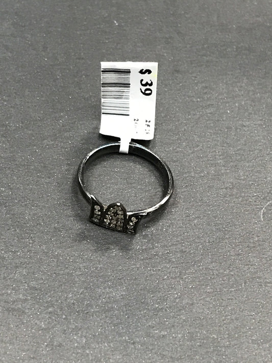 Diamond and Silver Black Rhodium Finish Ring