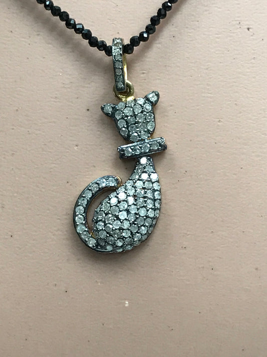 Cat Shape Pave Diamond Charm