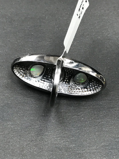 Silver Pave Diamond Ring .925 Oxidized Sterling Silver Diamond Ring, Genuine handmade pave diamond Ring .
