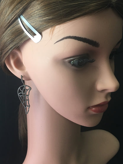 Diamond and Silver Black Rhodium Finish Earrings