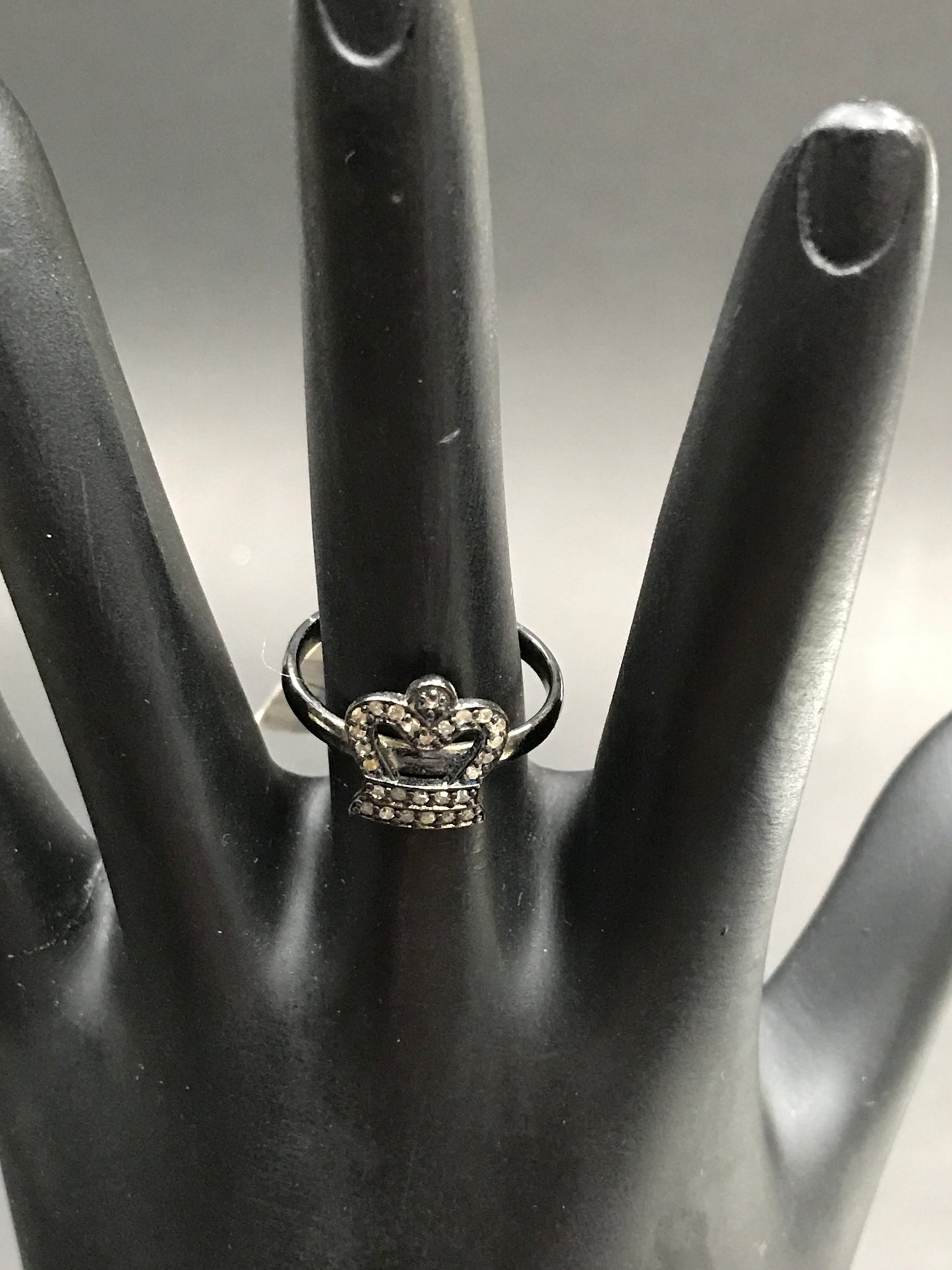 Diamond and Silver Black Rhodium Finish Ring