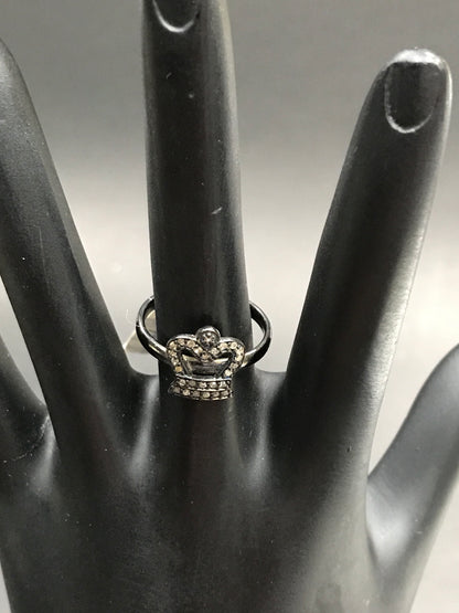 Diamond and Silver Black Rhodium Finish Ring