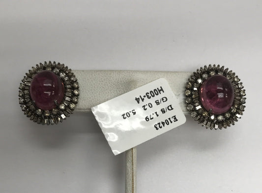 Pink Tourmaline Diamond Earring Studs