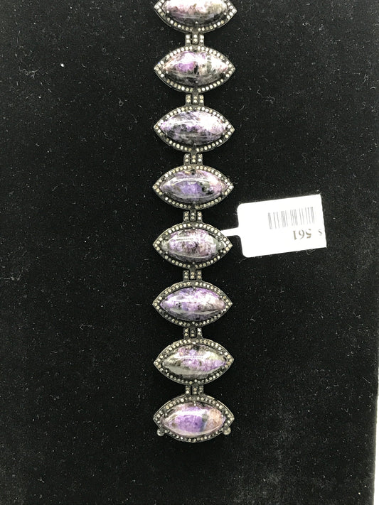Natural Purple Chorite and Diamond Bracelet