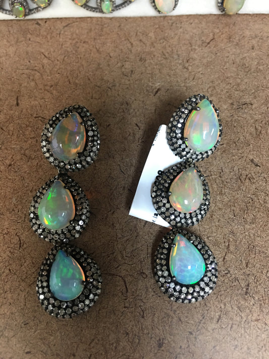 Opal and diamond earrings