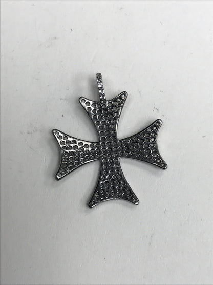 Maltese Cross Pendant ,Approx 1'' long(24 x 24mm) Oxidized Silver, Silver