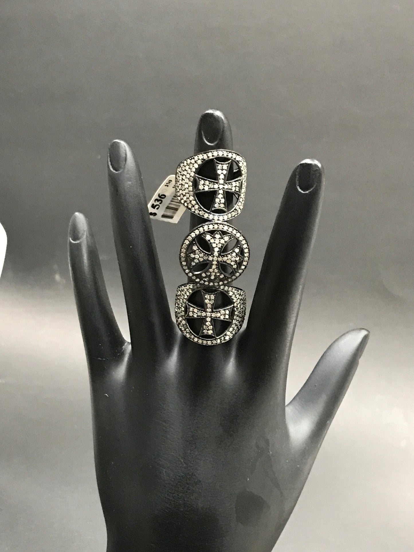Diamond and Silver Black Rhodium Finish Rings