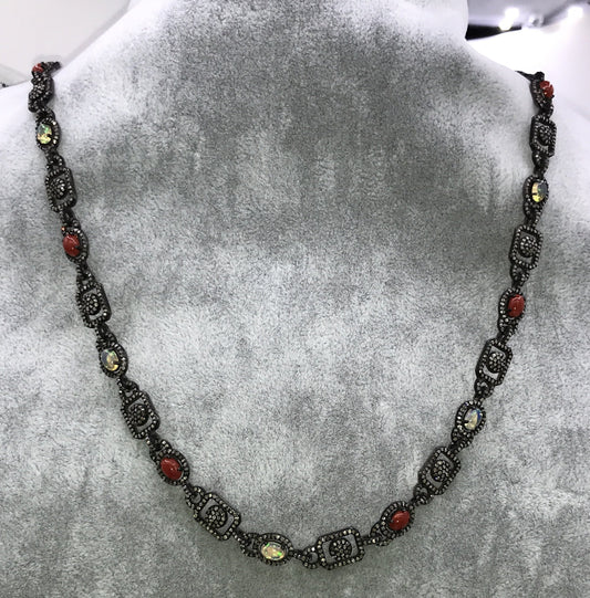 Coral and Opal Link necklace