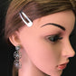 Diamond and Silver White Rainbow Moon Stone Black Rhodium Finish Earring