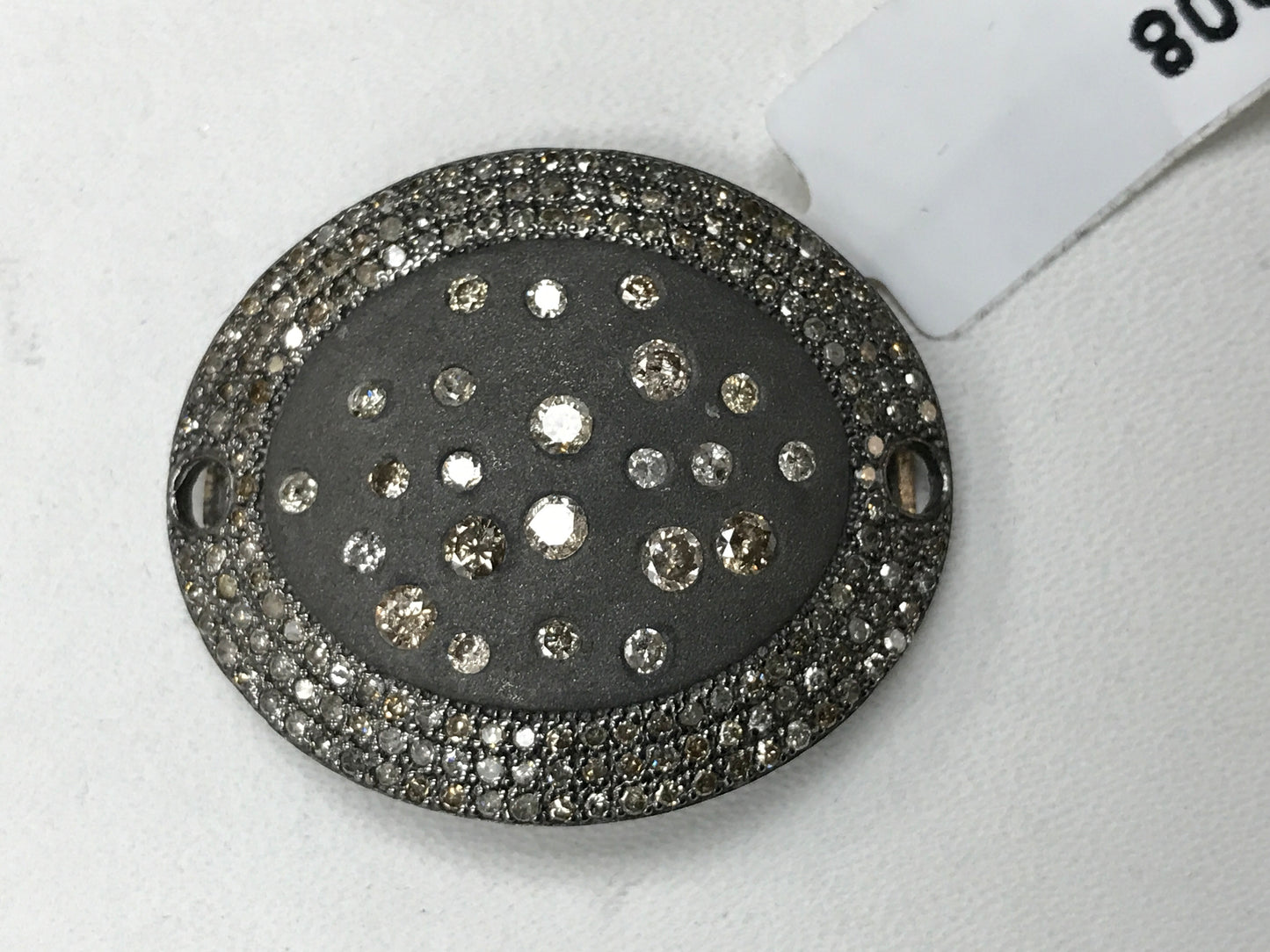 Diamond Oval Pendant, Pave Diamond Pendant,Pave Oval Necklace, Appx 26 x 36mm. Sterling Silver