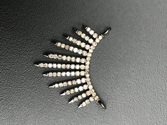 Silver Pave Diamond Pendant .925 Oxidized Sterling Silver Diamond Pendant, Genuine handmade pave diamond Pendant Size 30x20 MM