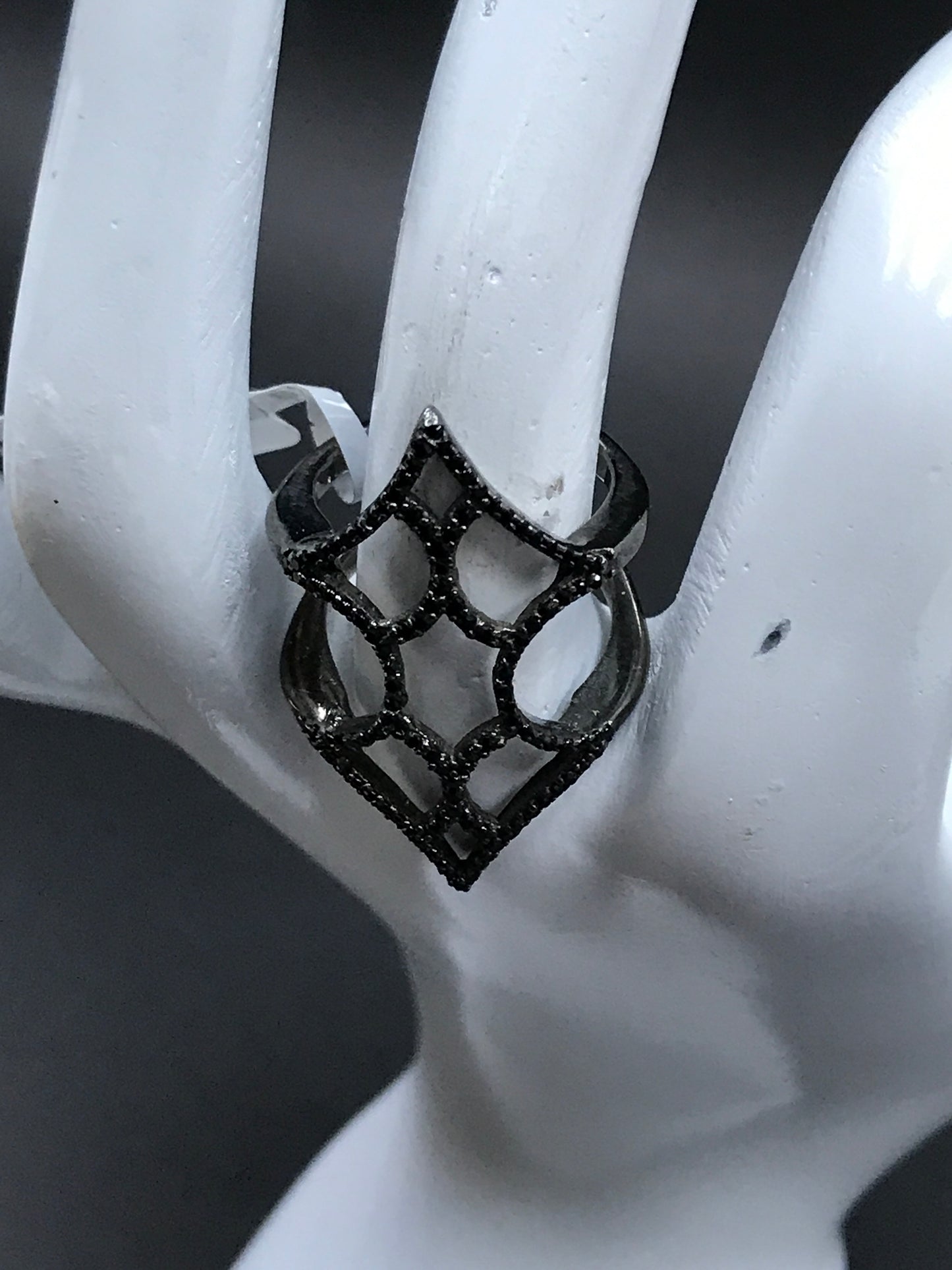 Black Spinel Ring .925 Oxidized Sterling Silver Black Spinal Ring, Genuine handmade pave Black Spinal Ring Size Approx(21x34 mm)