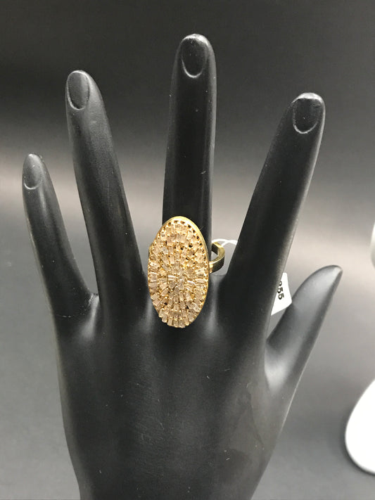 Oval Pave Tapered Baguette Diamond Ring .925 Oxidized Sterling Silver Diamond Ring, Genuine handmade pave diamond Ring Size Approx 1.60"(40 x 15 MM)
