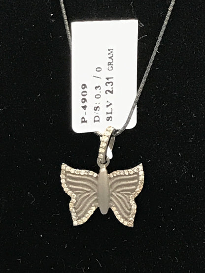 Butterfly Shape Diamond Charm .925 Oxidized Sterling Silver Diamond Charms, Genuine handmade pave diamond Charm .