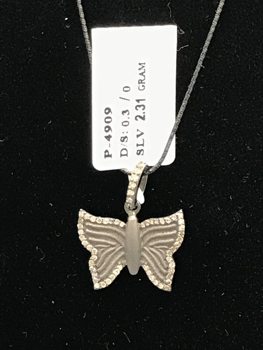 Butterfly Shape Diamond Charm .925 Oxidized Sterling Silver Diamond Charms, Genuine handmade pave diamond Charm .