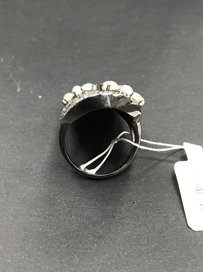 Silver Pave Diamond Ring .925 Oxidized Sterling Silver Diamond Ring, Genuine handmade pave diamond Ring Size Approx 1.80"(45 x 25 MM)