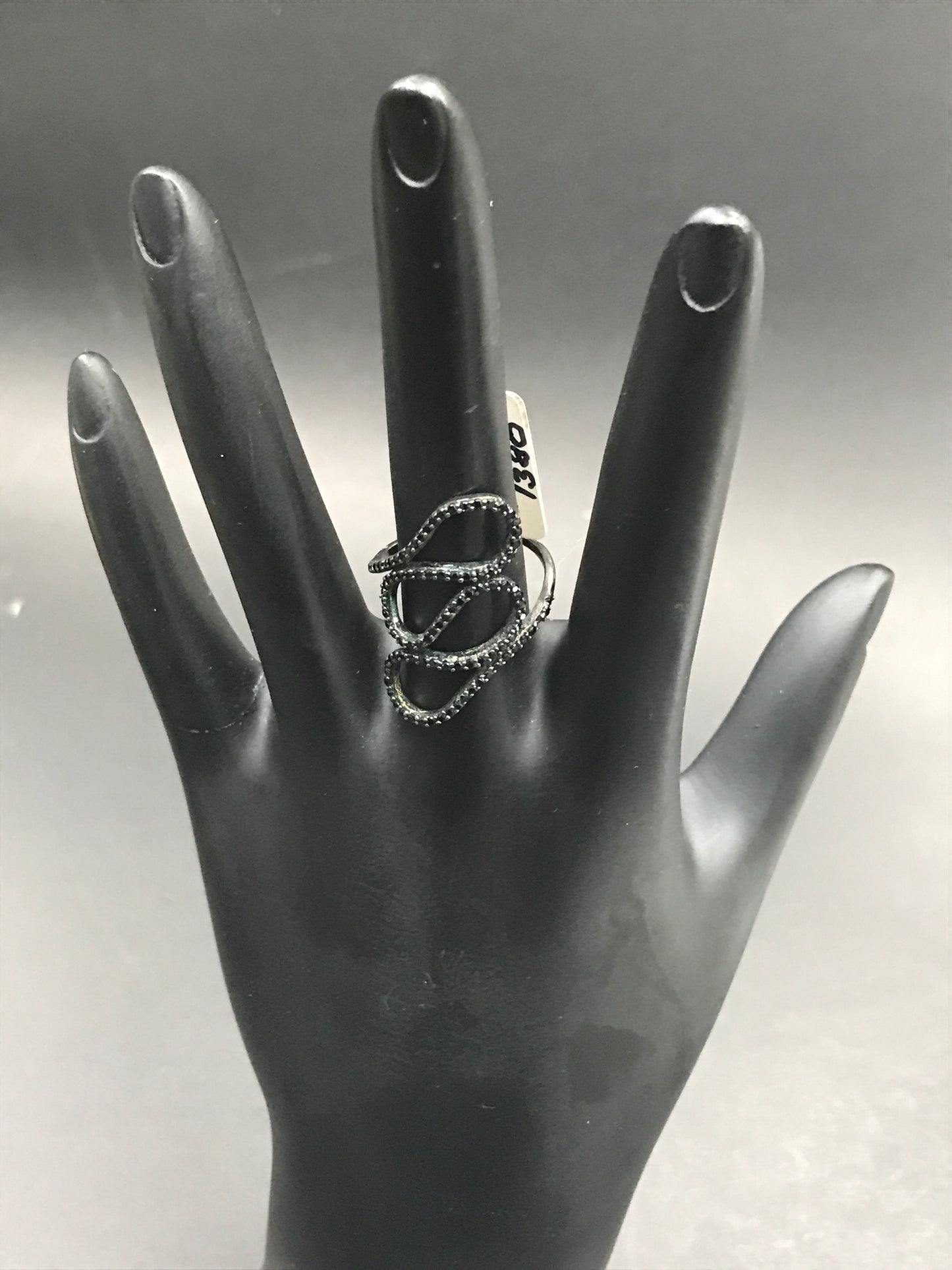 Black Spinel Ring .925 Oxidized Sterling Silver Black Spinal Ring, Genuine handmade pave Black Spinal Ring Size Approx 1.16"(19x29 mm)