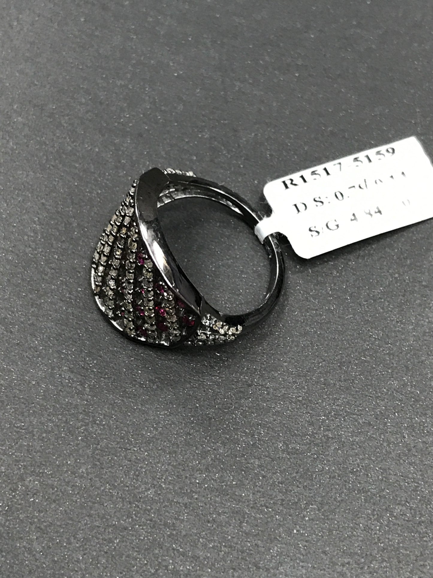 Pave Diamond Ring .925 Oxidized Sterling Silver Diamond Ring, Genuine handmade pave diamond Ring Size Approx 0.84"(16 x 21 MM)