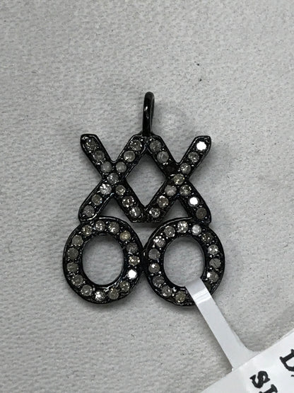 XXOO Diamond Charm .925 Oxidized Sterling Silver Diamond charm, Genuine handmade pave diamond charm Size Approx 0.80"(15 x 20 MM)