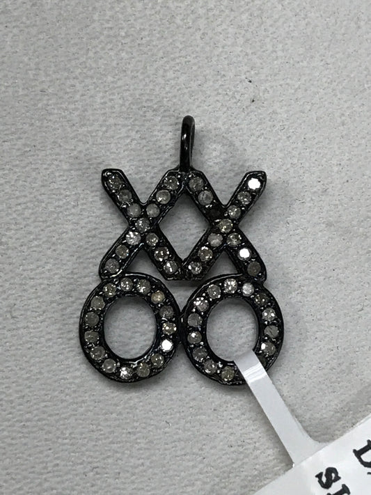 XXOO Diamond Charm .925 Oxidized Sterling Silver Diamond charm, Genuine handmade pave diamond charm Size Approx 0.80"(15 x 20 MM)