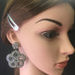Diamond and White Rainbow Moon  Silver Earrings