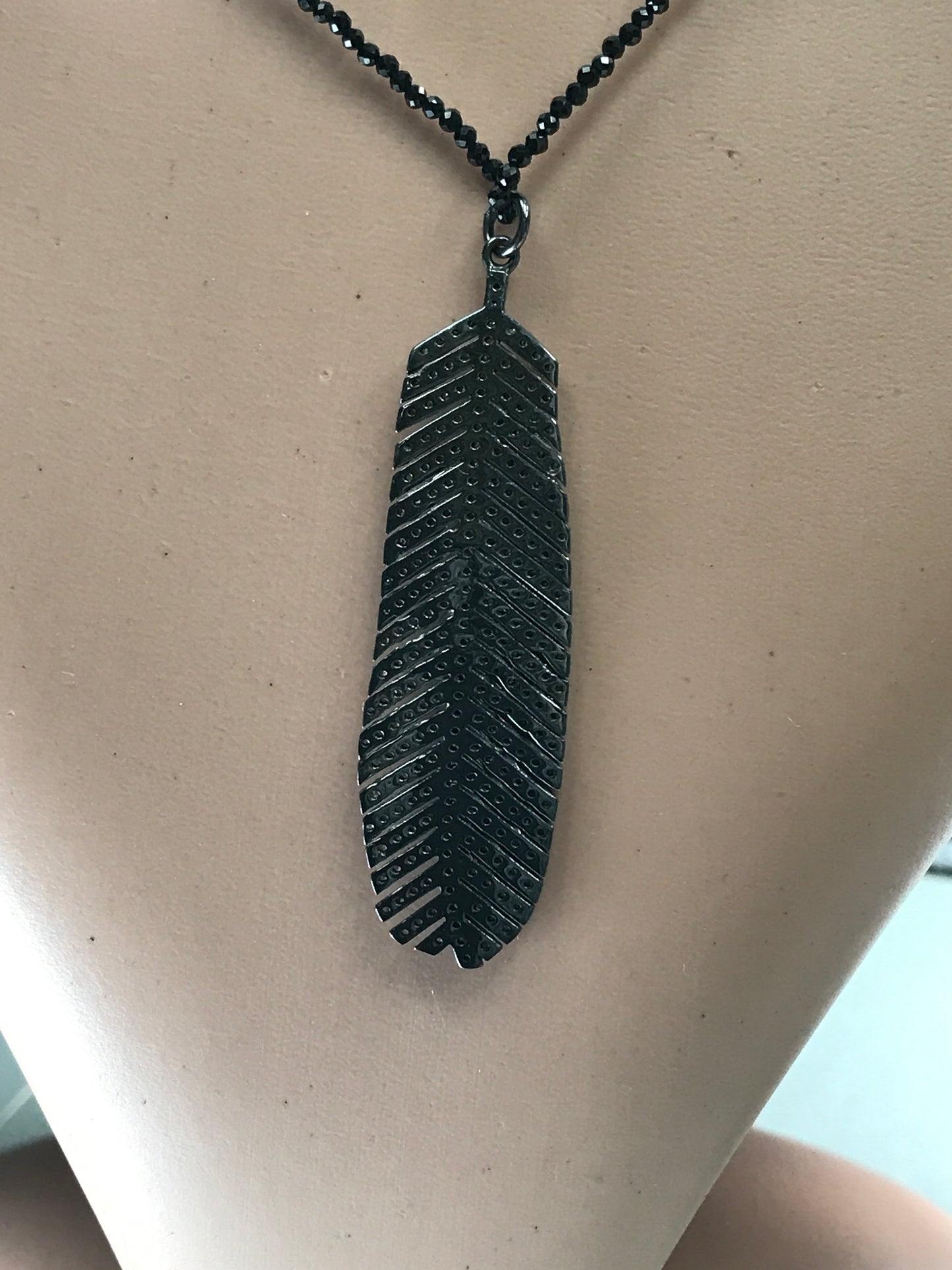 Leaf Diamond Charm .925 Oxidized Sterling Silver Diamond Charms, Genuine handmade pave diamond Charm Size Approx 2.48"( 16 x 62 MM)