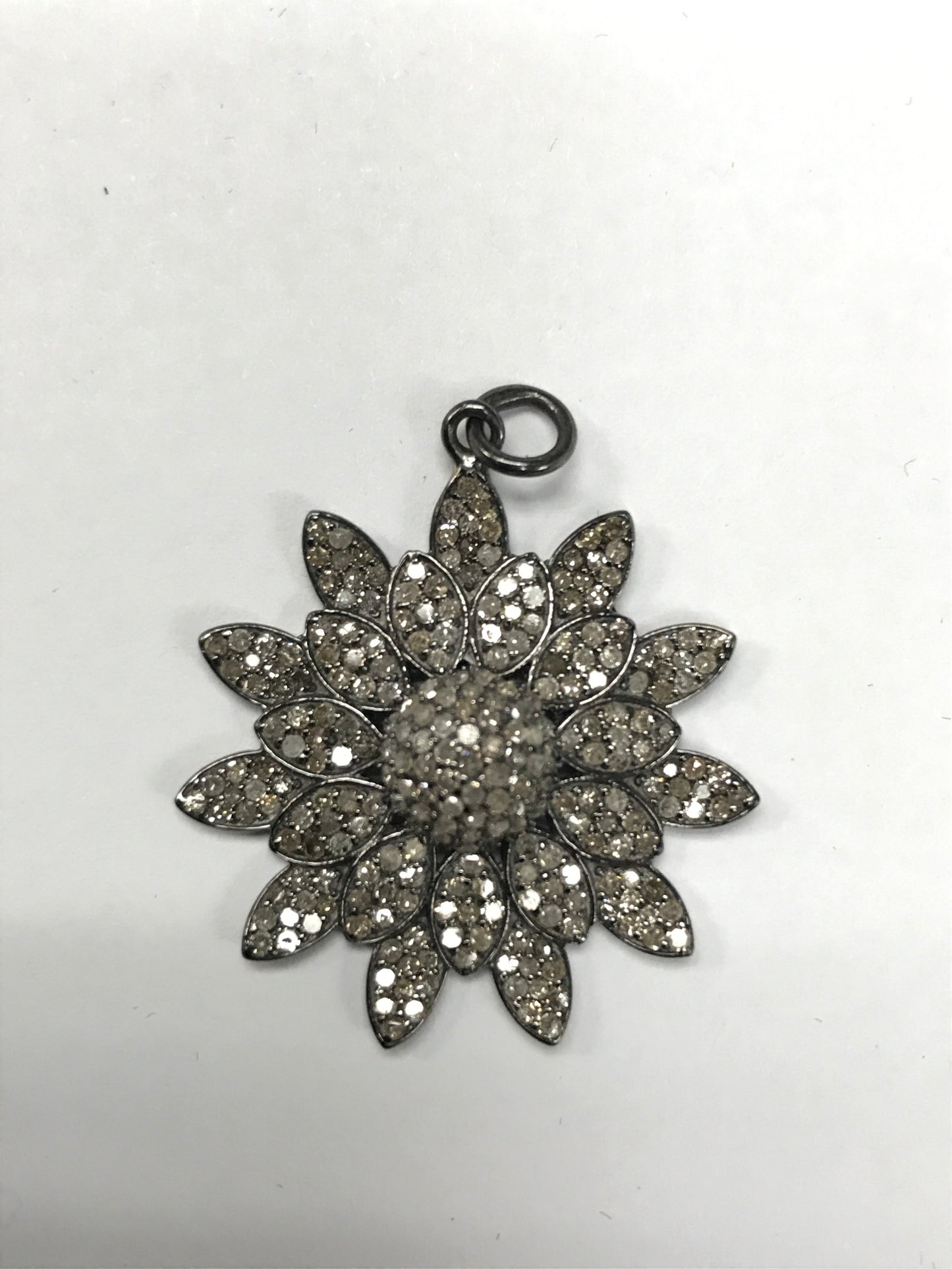 Flower Shape Diamond Pendants Charms Approx 26 MM