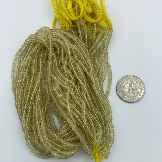 Lemon Quartz Beads Facetted 3-4mm