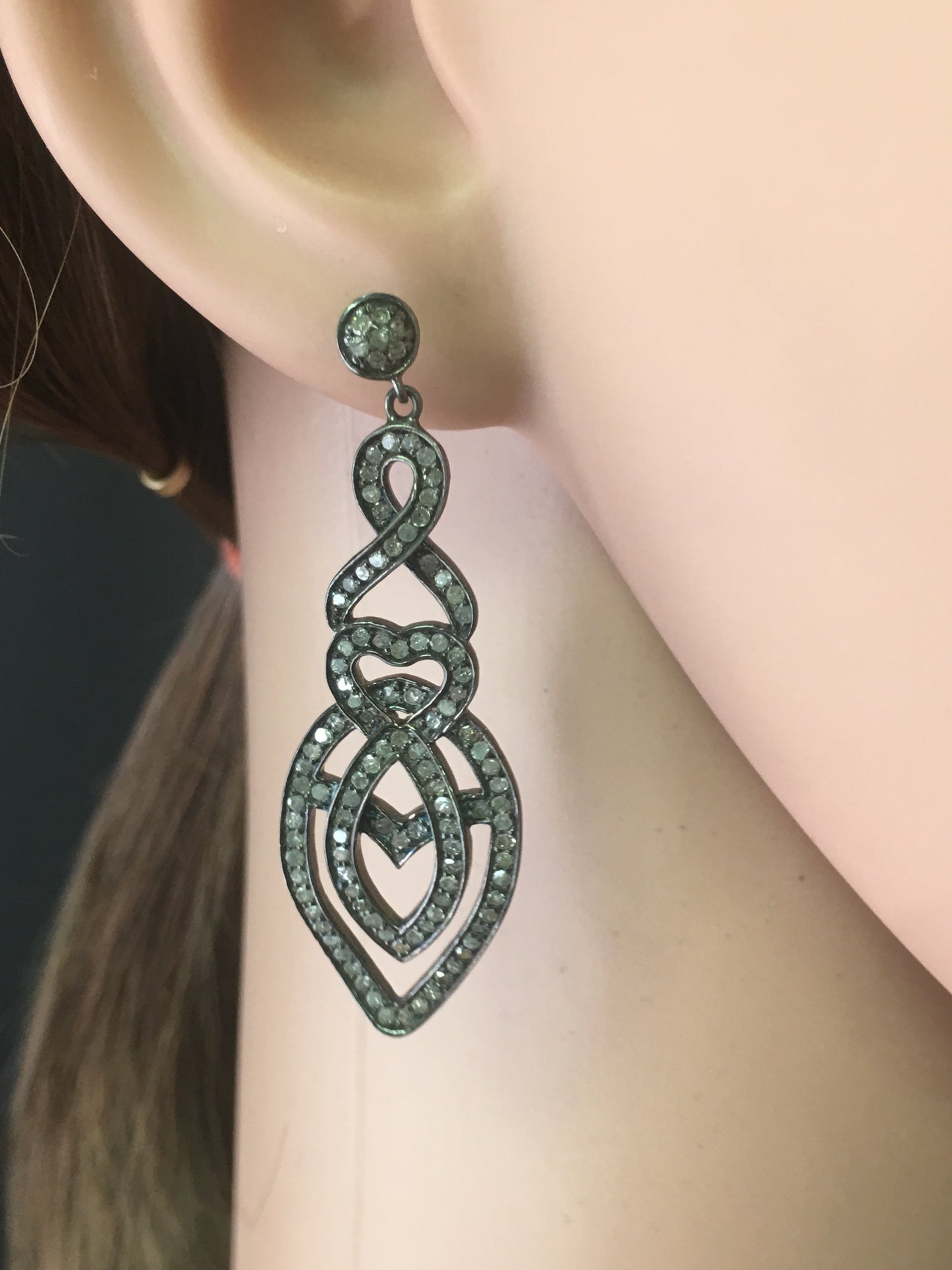 Silver and Diamond Pave  EARRINGS
