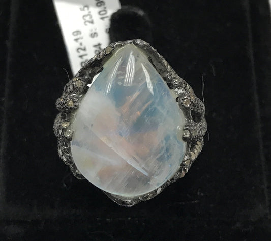 Rainbow Moonstone and Diamond Rings
