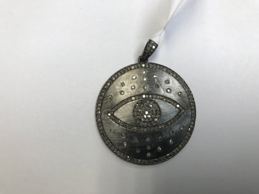 Pave Diamond Pendant .925 Oxidized Sterling Silver Diamond Pendant, Genuine handmade pave diamond Pendant