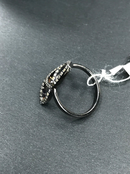 Diamond and Silver Black Rhodium Finish Rings